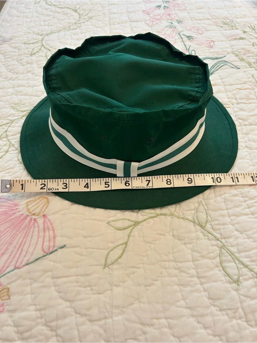 American Needle Masters Green Bucket Hat with Yellow Logo and White Stripes